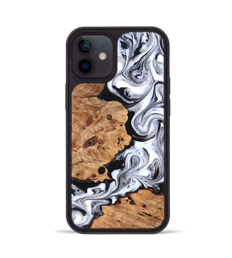 iPhone 12 Wood Phone Case - Selene (Black & White, 822800)