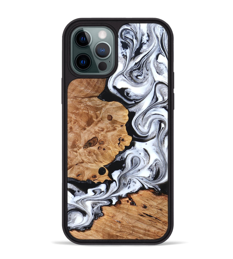 iPhone 12 Pro Max Wood Phone Case - Selene (Black & White, 822800)