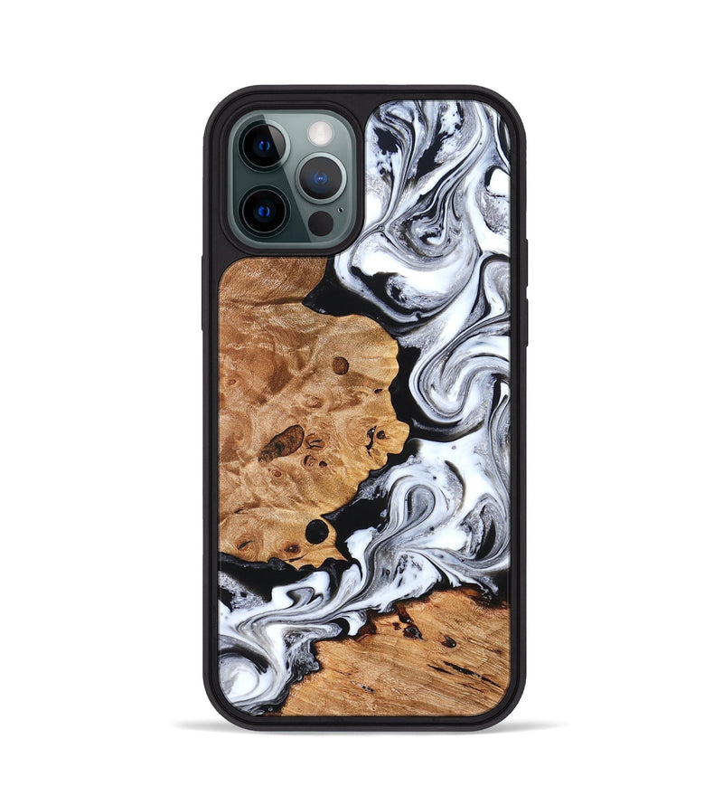 iPhone 12 Pro Wood Phone Case - Selene (Black & White, 822800)