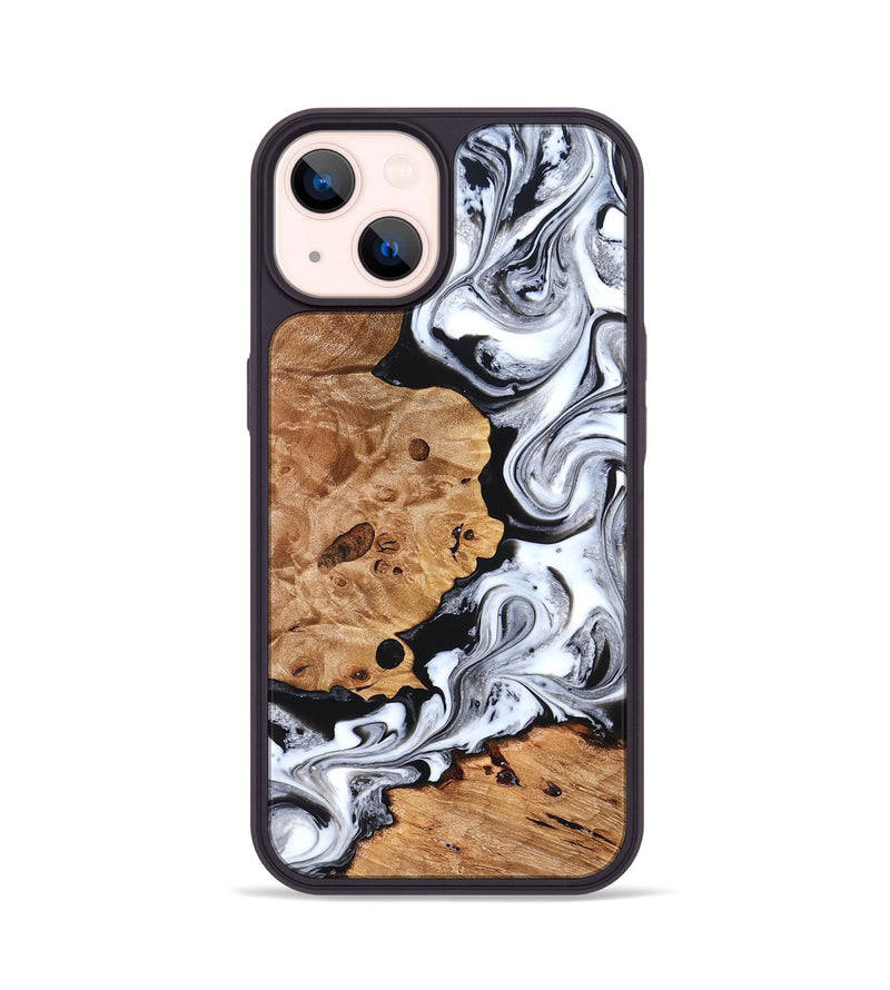 iPhone 14 Wood Phone Case - Selene (Black & White, 822800)