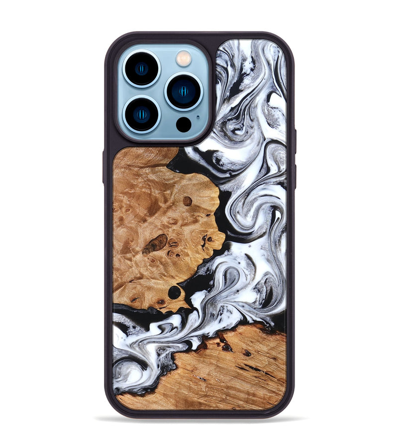 iPhone 14 Pro Max Wood Phone Case - Selene (Black & White, 822800)