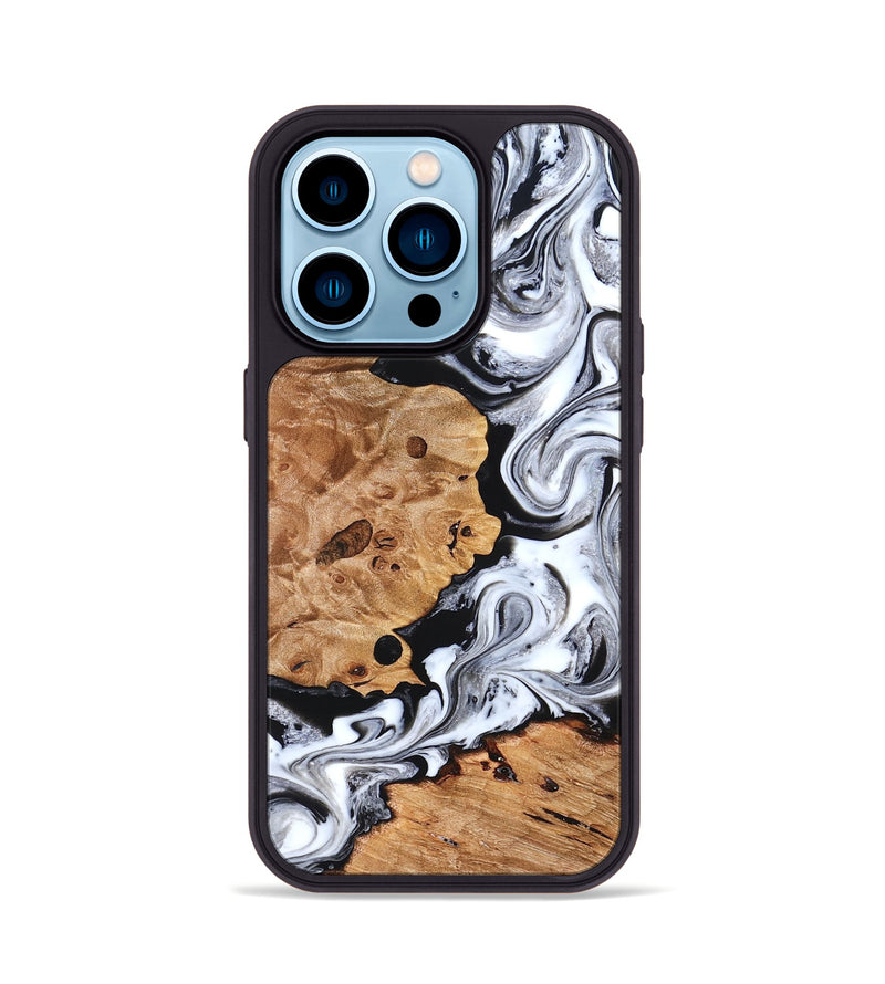 iPhone 14 Pro Wood Phone Case - Selene (Black & White, 822800)