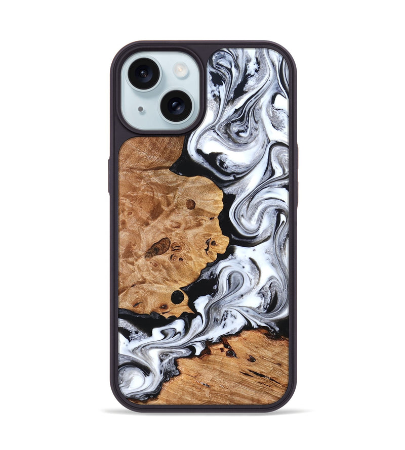 iPhone 15 Wood Phone Case - Selene (Black & White, 822800)