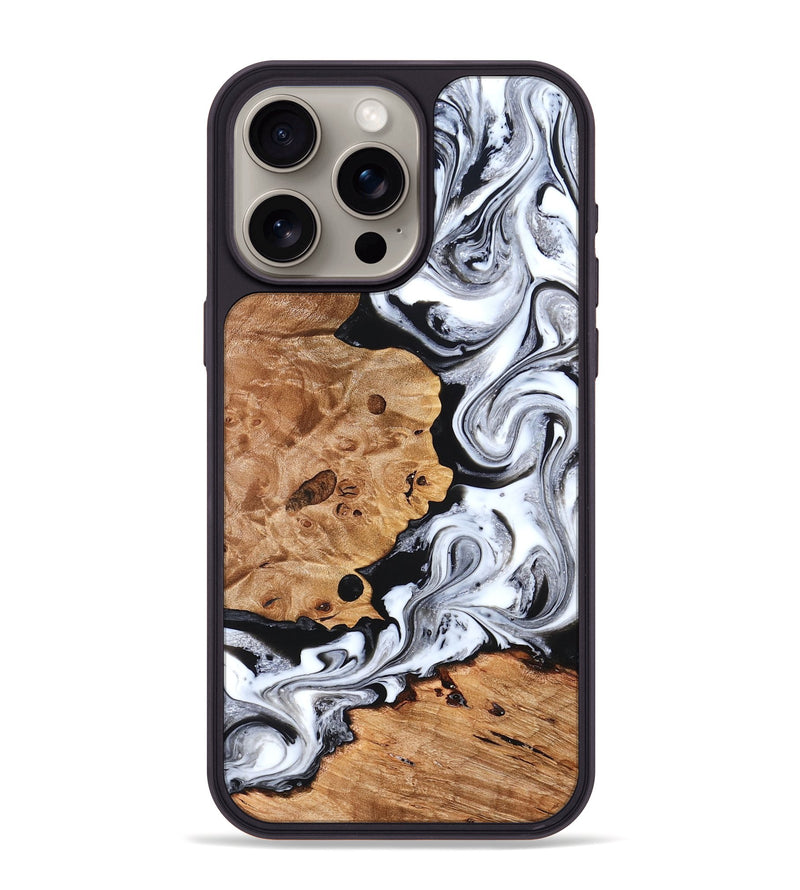 iPhone 15 Pro Max Wood Phone Case - Selene (Black & White, 822800)