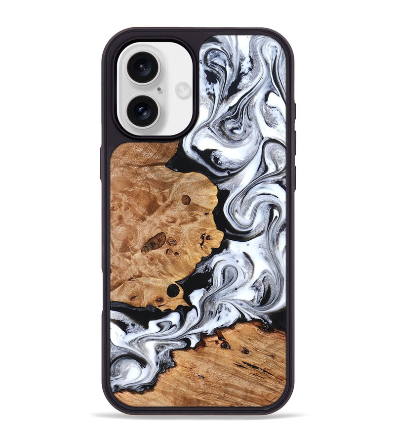 iPhone 16 Plus Wood Phone Case - Selene (Black & White, 822800)