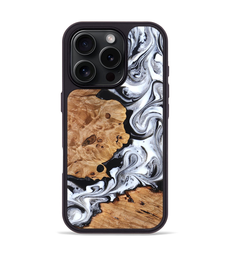 iPhone 16 Pro Wood Phone Case - Selene (Black & White, 822800)