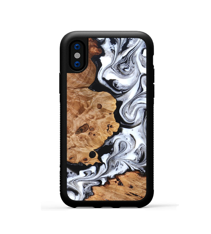 iPhone Xs Wood Phone Case - Selene (Black & White, 822800)