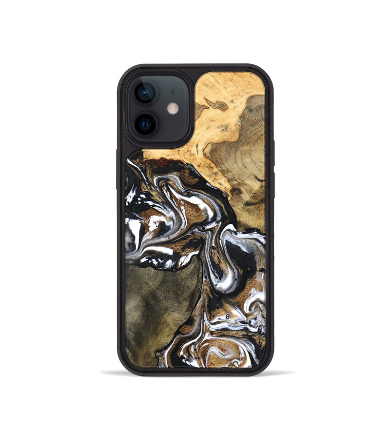 iPhone 12 mini Wood Phone Case - Leanna (Black & White, 822804)