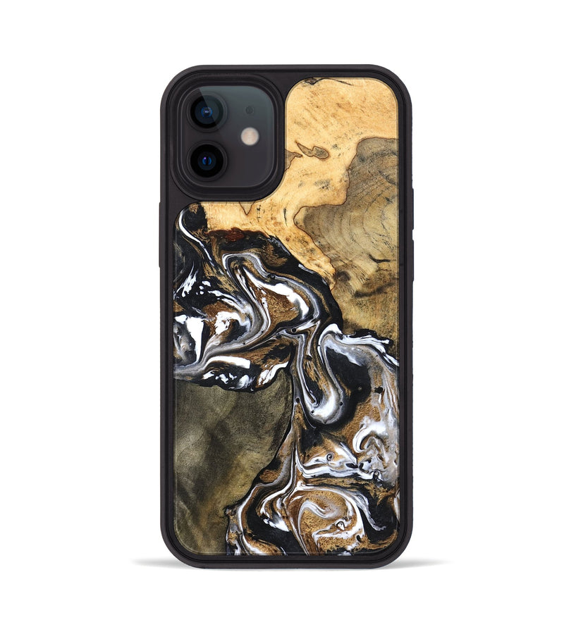 iPhone 12 Wood Phone Case - Leanna (Black & White, 822804)