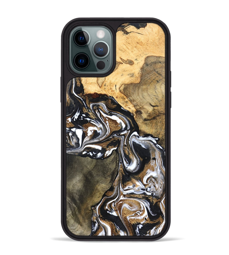 iPhone 12 Pro Max Wood Phone Case - Leanna (Black & White, 822804)