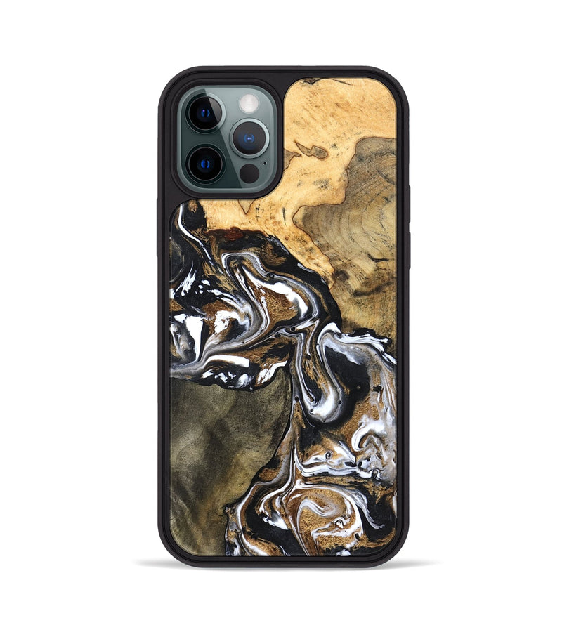 iPhone 12 Pro Wood Phone Case - Leanna (Black & White, 822804)
