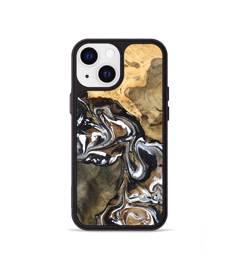 iPhone 13 mini Wood Phone Case - Leanna (Black & White, 822804)