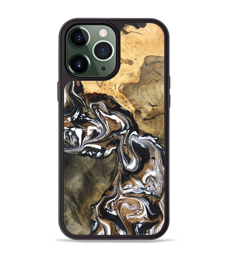 iPhone 13 Pro Max Wood Phone Case - Leanna (Black & White, 822804)