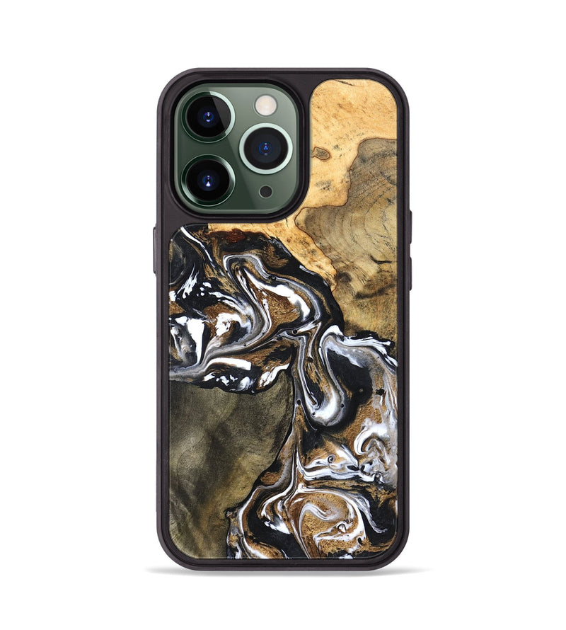 iPhone 13 Pro Wood Phone Case - Leanna (Black & White, 822804)