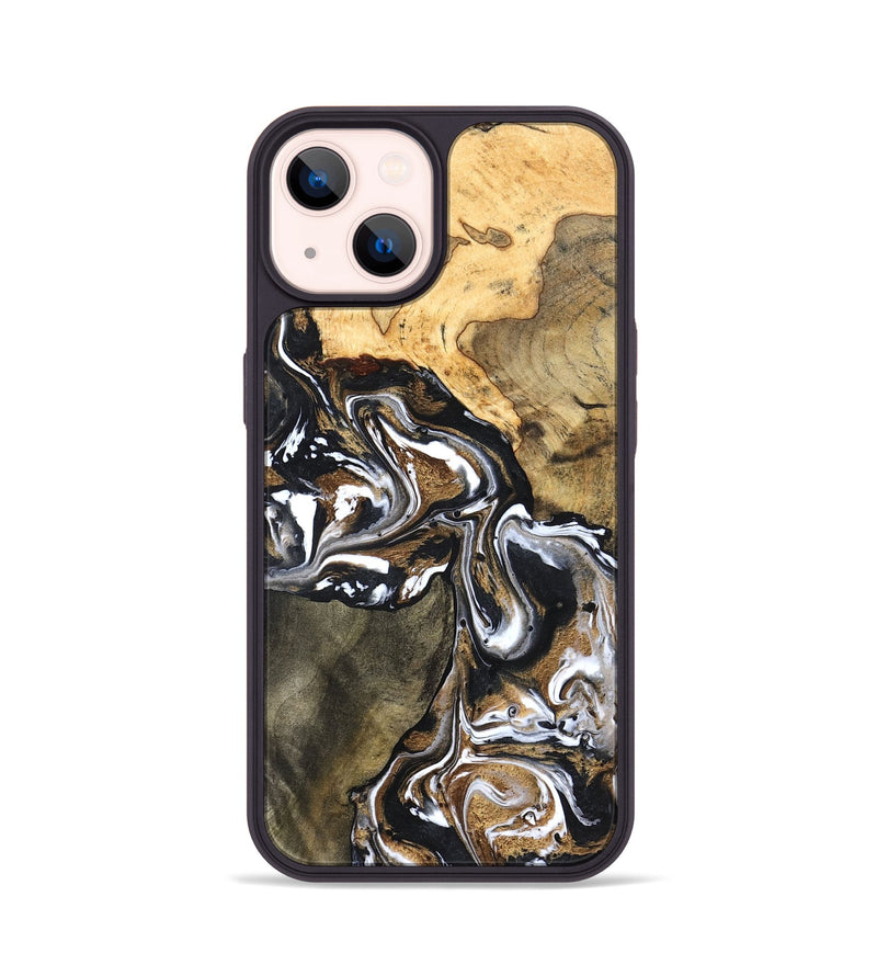 iPhone 14 Wood Phone Case - Leanna (Black & White, 822804)