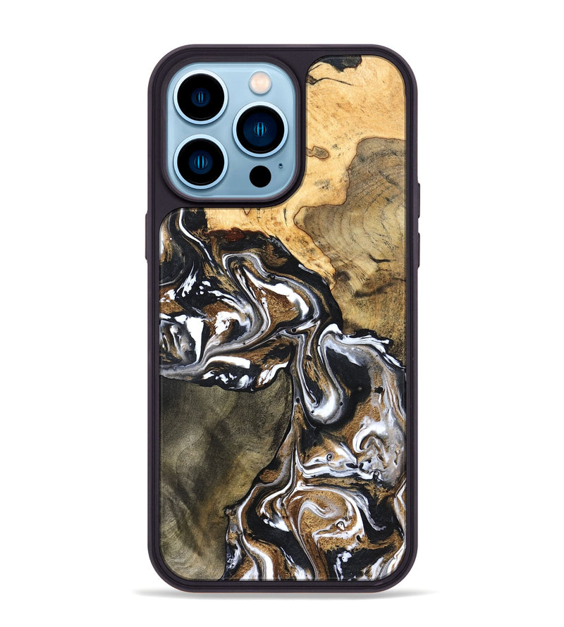 iPhone 14 Pro Max Wood Phone Case - Leanna (Black & White, 822804)