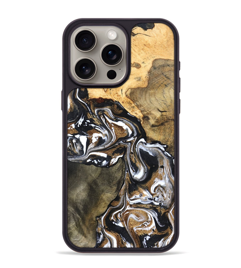 iPhone 15 Pro Max Wood Phone Case - Leanna (Black & White, 822804)