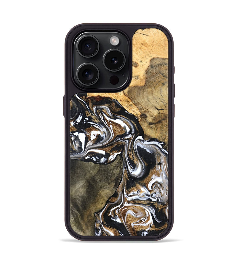 iPhone 15 Pro Wood Phone Case - Leanna (Black & White, 822804)