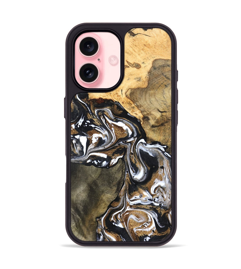 iPhone 16 Wood Phone Case - Leanna (Black & White, 822804)