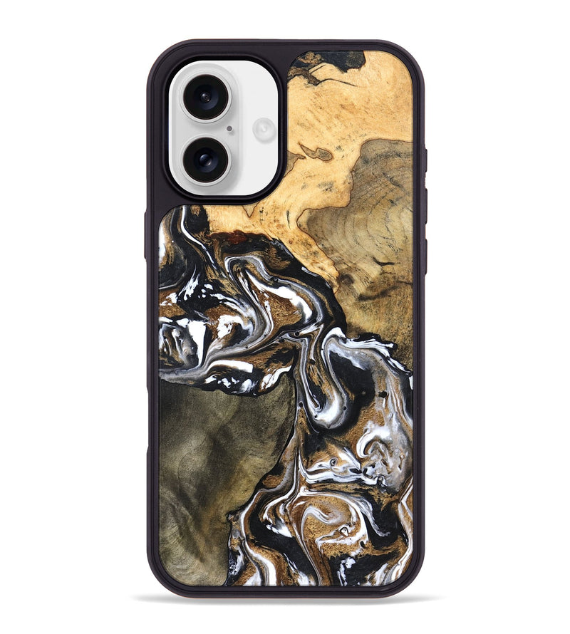 iPhone 16 Plus Wood Phone Case - Leanna (Black & White, 822804)