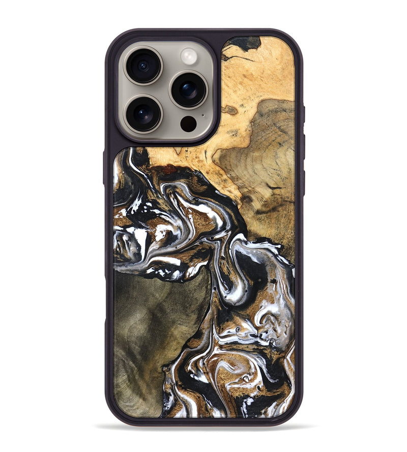 iPhone 16 Pro Max Wood Phone Case - Leanna (Black & White, 822804)