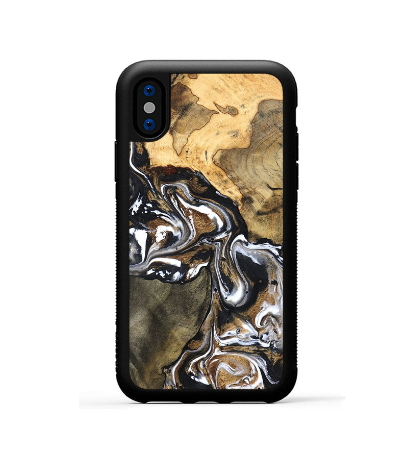 iPhone Xs Wood Phone Case - Leanna (Black & White, 822804)