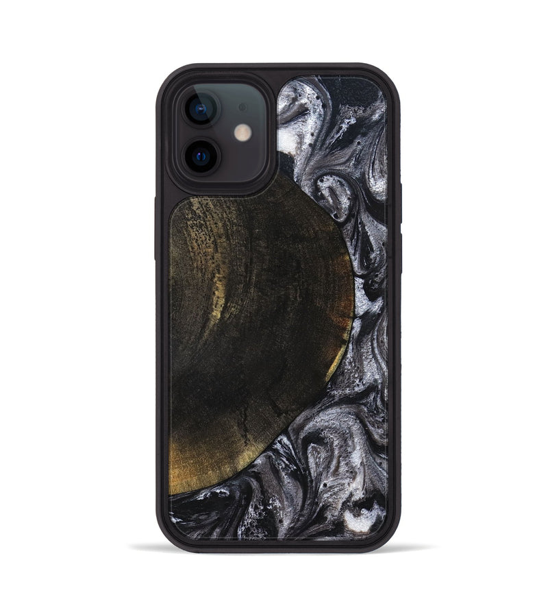 iPhone 12 Wood Phone Case - Myrtis (Black & White, 822805)