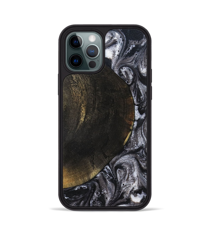 iPhone 12 Pro Wood Phone Case - Myrtis (Black & White, 822805)