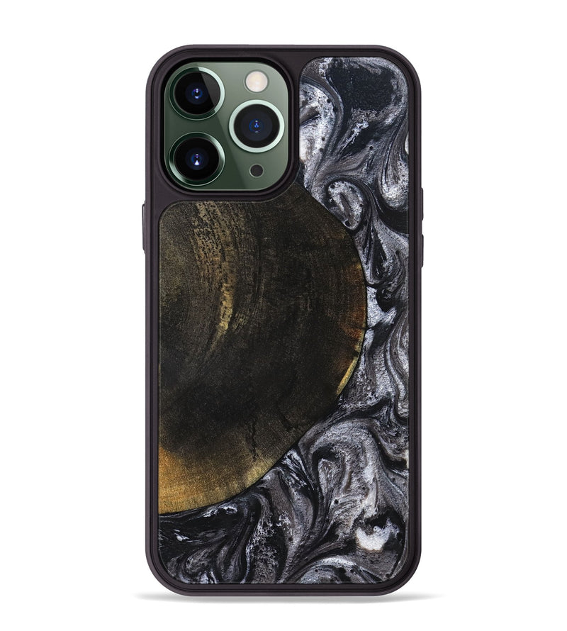 iPhone 13 Pro Max Wood Phone Case - Myrtis (Black & White, 822805)