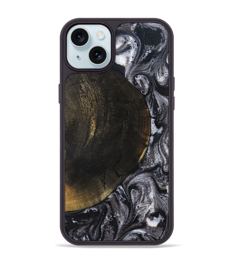 iPhone 15 Plus Wood Phone Case - Myrtis (Black & White, 822805)