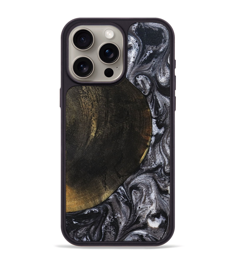 iPhone 15 Pro Max Wood Phone Case - Myrtis (Black & White, 822805)