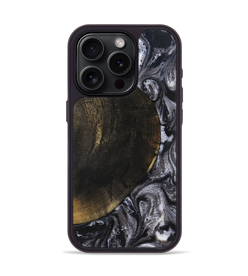 iPhone 15 Pro Wood Phone Case - Myrtis (Black & White, 822805)
