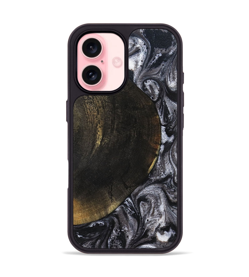 iPhone 16 Wood Phone Case - Myrtis (Black & White, 822805)