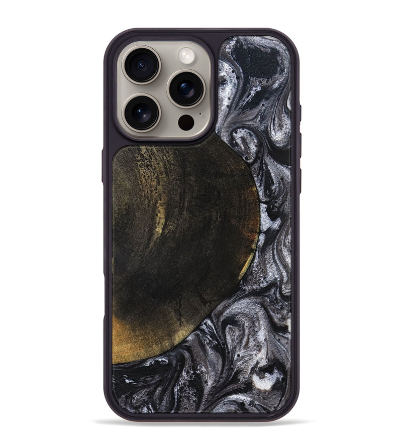 iPhone 16 Pro Max Wood Phone Case - Myrtis (Black & White, 822805)