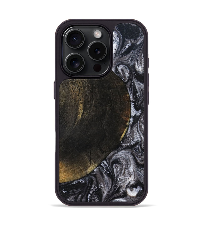 iPhone 16 Pro Wood Phone Case - Myrtis (Black & White, 822805)