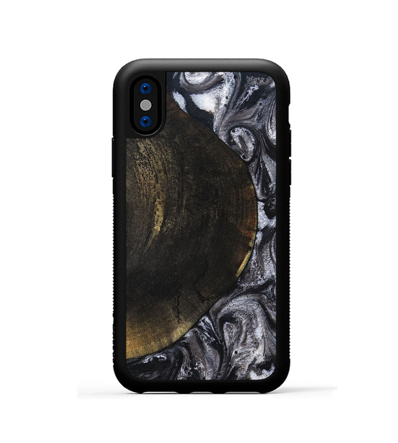 iPhone Xs Wood Phone Case - Myrtis (Black & White, 822805)