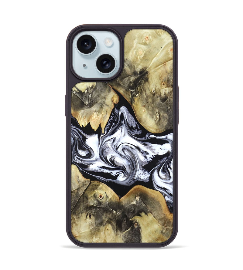 iPhone 15 Wood Phone Case - Jameson (Black & White, 822807)
