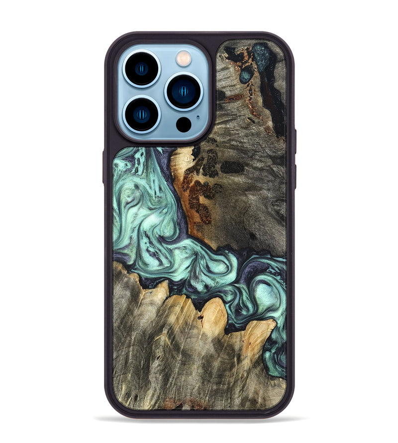 iPhone 14 Pro Max Wood Phone Case - Rudy (Green, 822814)