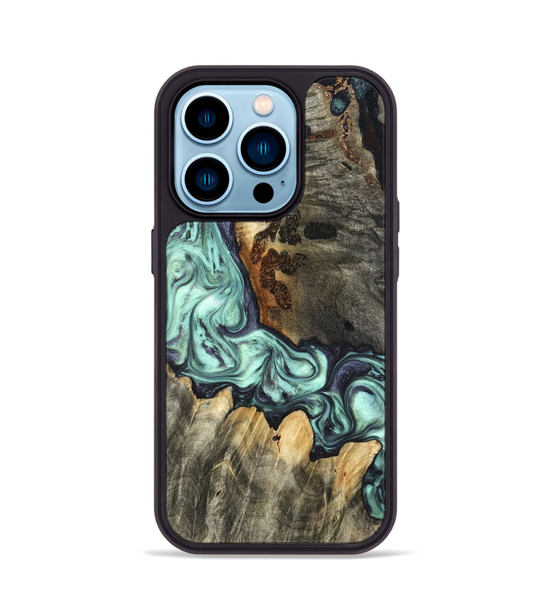iPhone 14 Pro Wood Phone Case - Rudy (Green, 822814)