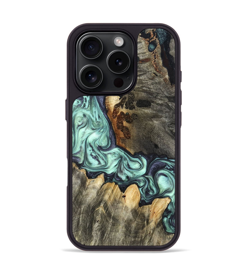 iPhone 16 Pro Wood Phone Case - Rudy (Green, 822814)