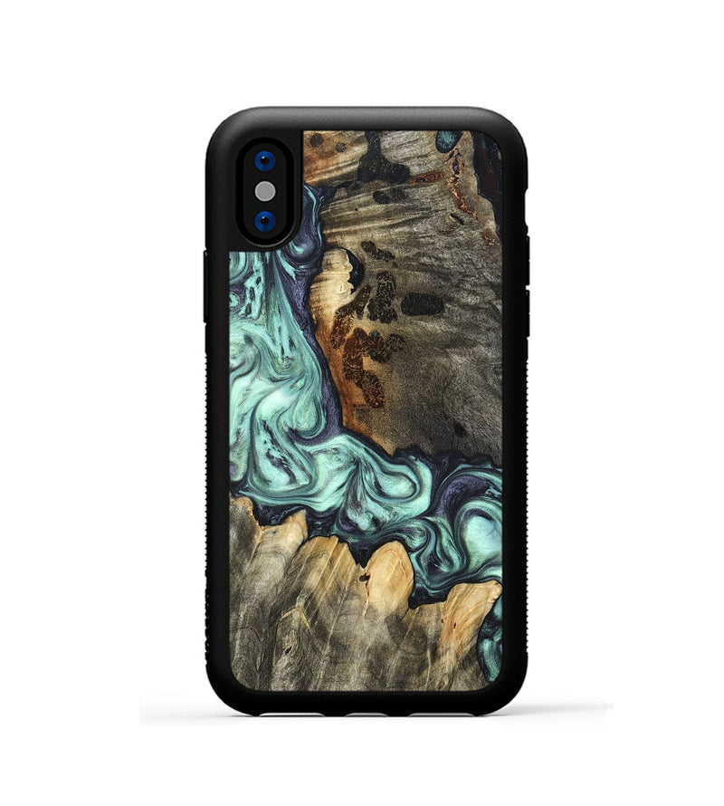 iPhone Xs Wood Phone Case - Rudy (Green, 822814)