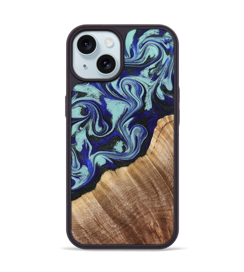 iPhone 15 Wood Phone Case - Lavon (Blue, 822818)