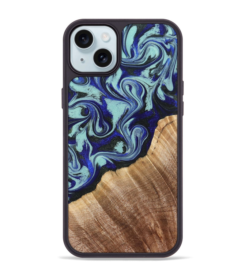 iPhone 15 Plus Wood Phone Case - Lavon (Blue, 822818)