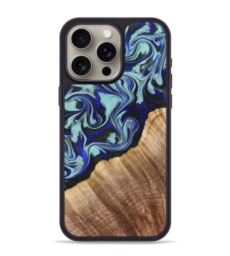 iPhone 15 Pro Max Wood Phone Case - Lavon (Blue, 822818)