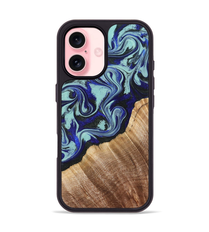 iPhone 16 Wood Phone Case - Lavon (Blue, 822818)