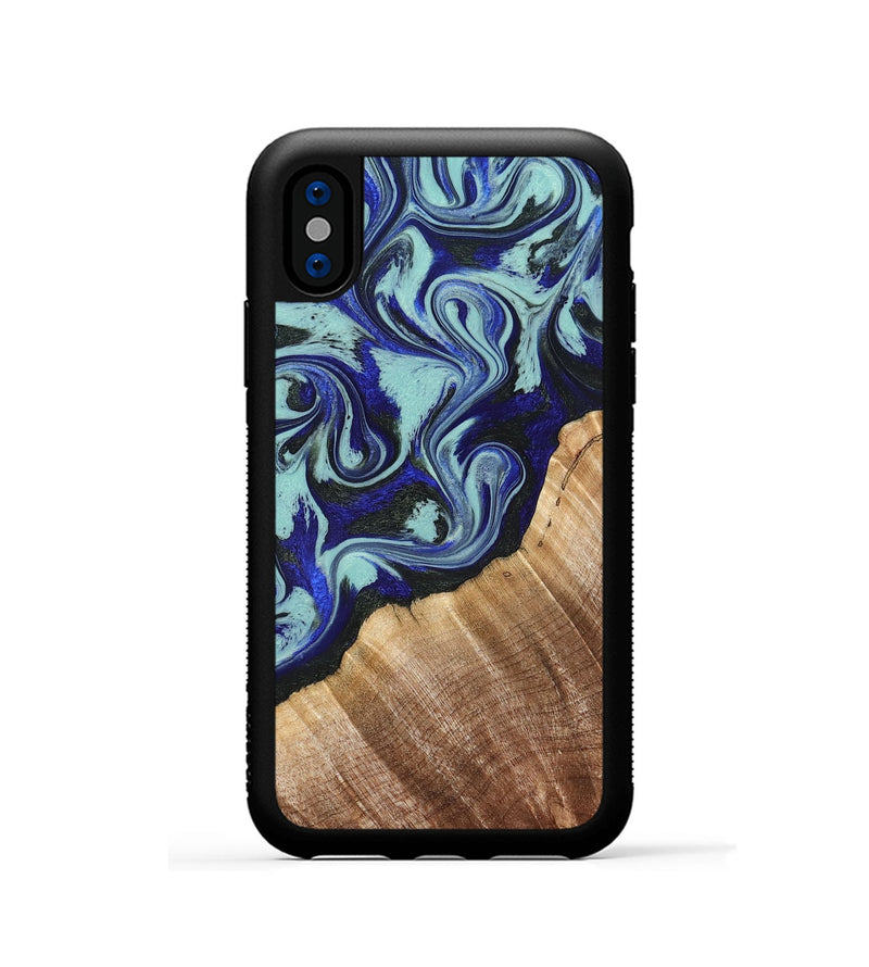 iPhone Xs Wood Phone Case - Lavon (Blue, 822818)