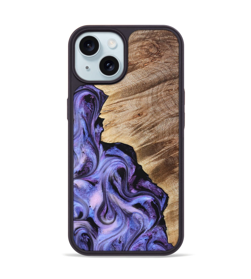 iPhone 15 Wood Phone Case - Tamra (Purple, 822826)