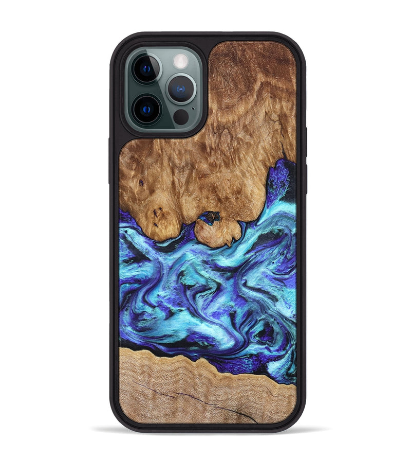 iPhone 12 Pro Max Wood Phone Case - Mariel (Blue, 822827)
