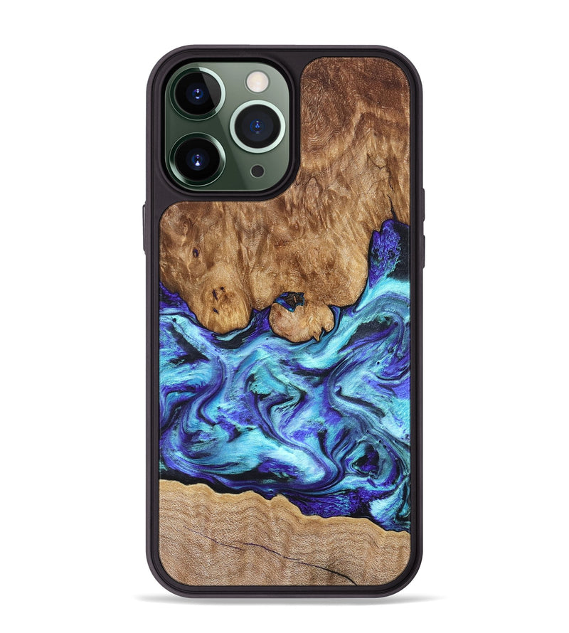iPhone 13 Pro Max Wood Phone Case - Mariel (Blue, 822827)