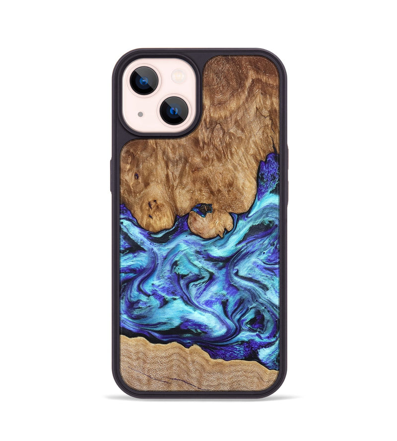 iPhone 14 Wood Phone Case - Mariel (Blue, 822827)